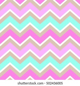 chevron turquoise white pink brown seamless pattern vector.