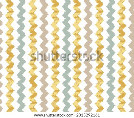 Chevron vector seamless colorful pattern or tile background with zig zag yellow, green and beige gold stripes on white background. spring background, 