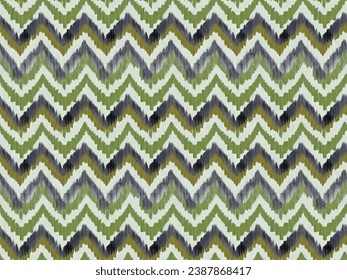 Chevron zag Ikat nahtloses Muster.Ikat abstraktes Zickzag-Chevron nahtlose Mode-Design für Textilien, Gewebe, Texturen und Tapeten.Zig zag chevron Ikat Muster nahtlose Mode.Handgezeichnet Ikat
