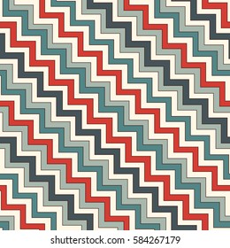Chevron zigzag diagonal lines seamless pattern. Striped abstract background with classic geometric ornament. Retro style wallpaper. Digital paper, textile print, page fill. Vector art