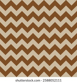 Chevron zigzag pattern. Brown and beige background. Repetitive geometric texture. Vector seamless design.