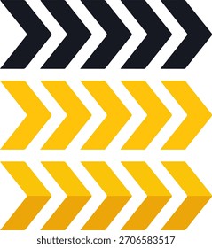 Flechas de Chevrons que apuntan hacia la derecha Dirección de progreso Negro Vector amarillo