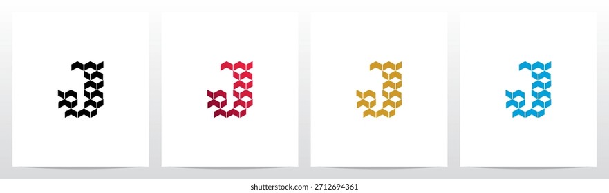 Chevrons Cubos Cajas con espacio negativo Letra Logotipo inicial J