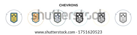 Chevrons icon in filled, thin line, outline and stroke style. Vector illustration of two colored and black chevrons vector icons designs can be used for mobile, ui, web