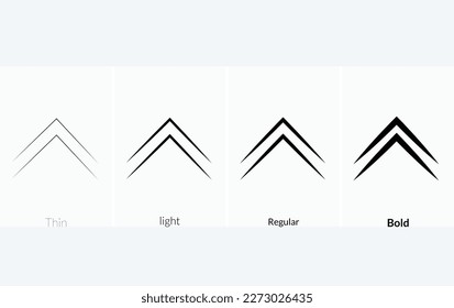 Chevrons up icon .Thin, Light Regular And Bold style design isolated on white background.
