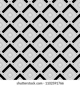 Chevrons, rhombuses, dots wallpaper. Japanese mountains motif. Ancient mosaic backdrop. Oriental pattern background. Ethnic ornament. Folk image. Digital paper, textile print design. Seamless abstract