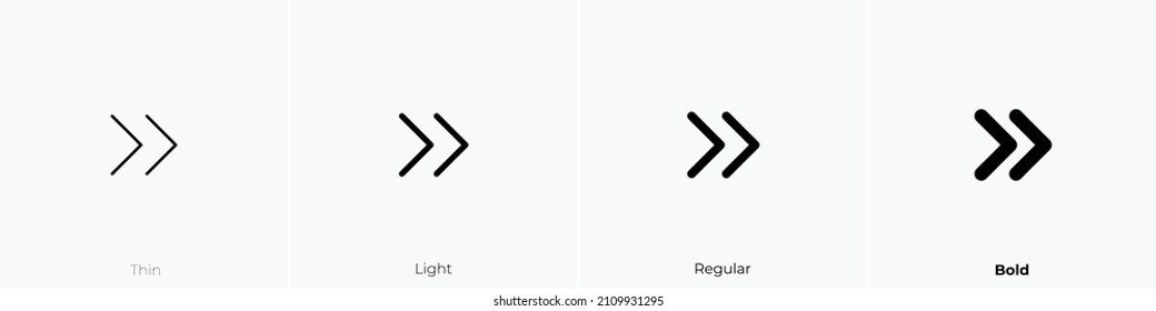 chevrons right icon. Thin, Light Regular And Bold style design isolated on white background svg