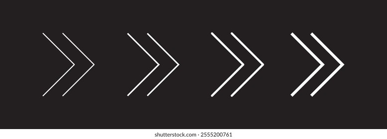 chevrons right icon. Thin, Light Regular And Bold style design isolated on white background