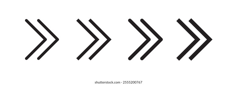 chevrons right icon. Thin, Light Regular And Bold style design isolated on white background