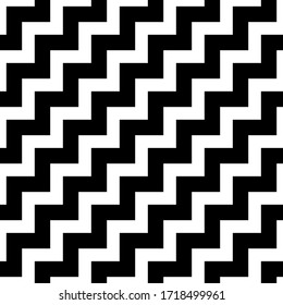 Chevrons seamless pattern. Chevron diagonal background. Design with chivron. Retro style for vintage design. Simple classic shevron. Monochrome black and white backdrop. Abstract contrast texture