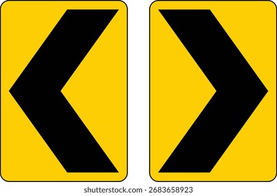 Links und rechts gelbe Chevrons Verkehrszeichen Vektor, Richtung, Hinweiszeichen