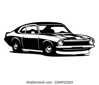 chevy camaro car silhouette. isolated white background view from side. best for logos, badges, emblems. svg