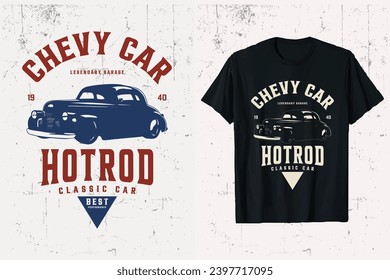 Chevy Hotrod Car vector T-shirt Design. classic car t-shirt graphic vehicle. svg