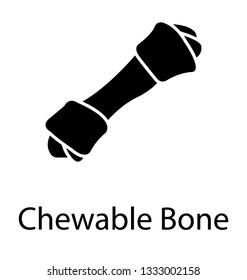 Chewable bone, glyph vector icon.