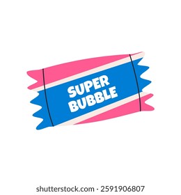 Chewing bubble gum in package. Gum box packaging. Flat vector illustration isolated on white background.