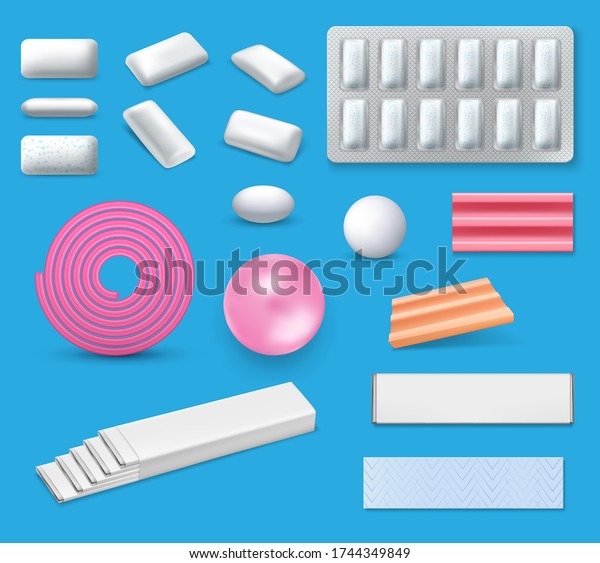 Download Chewing Bubble Gum Realistic Vector Mockups Stock Vector Royalty Free 1744349849