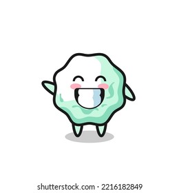 chewing gum cartoon character doing wave hand gesture , cute design