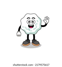 chewing gum cartoon doing wave hand gesture , character design