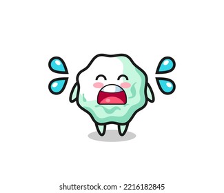 chewing gum cartoon illustration with crying gesture , cute design