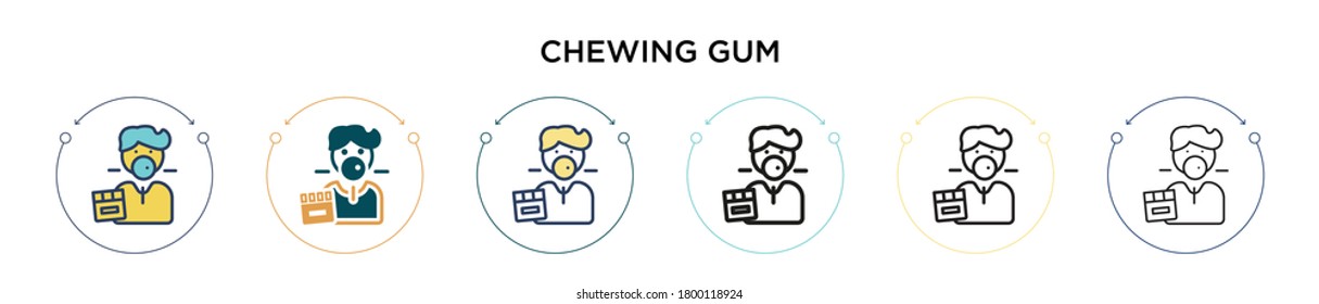 Chewing gum icon in filled, thin line, outline and stroke style. Vector illustration of two colored and black chewing gum vector icons designs can be used for mobile, ui, web