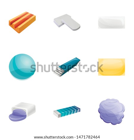 Chewing gum icon set. Cartoon set of 9 chewing gum vector icons for web design isolated on white background