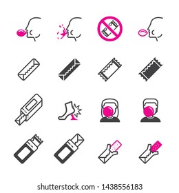 chewing gum icon set/Flat icon set design, Out line vector icon set for design.