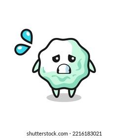 chewing gum mascot character with afraid gesture , cute design