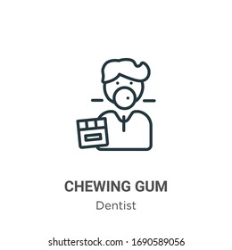 Icono vectorial de contorno de chicle. Icono de chicle en línea delgada, simple ilustración vectorial plana del concepto dentista editable trazo aislado en fondo blanco
