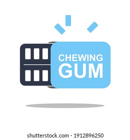 Chewing gum package icon. Bubble gum box symbol, sugar free bubblegum pads, mint tablets, menthol drugs silhouette, vector illustration