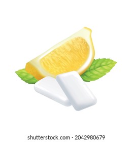 Chewing gum pads with citrus and mint taste realistic vector illustration