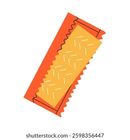 Chewing gum plate in foil. Colorful gum in a package. Flat vector illustration in cartoon style isolated on white background.