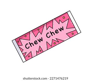 Chewing gum plate in foil. Gum packaging. Flat vector illustration in cartoon style isolated on white background.