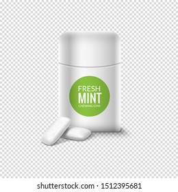 Chewing gum vector pack mint box candy fresh isolated template.