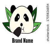 chewing panda and leaf logo vector