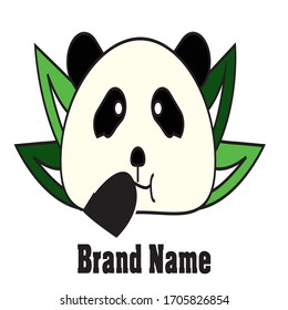 chewing panda and leaf logo vector