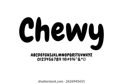 Chewy Font – Uppercase Letters, Numbers, and Symbols | Clean Isolated Vector Typography