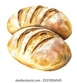 Chewy francês Pão comida aquarela clipart ilustração