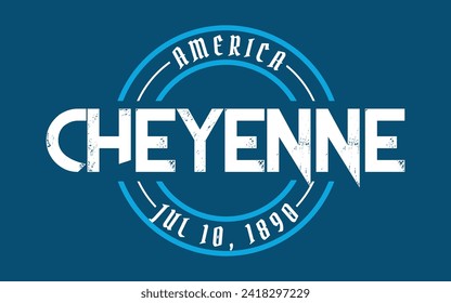 Cheyenne circle badge logo text effect vector. Editable college t-shirt design printable text effect vector	
