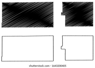 Cheyenne and El Paso County, Colorado (U.S. county, United States of America,USA, U.S., US) map vector illustration, scribble sketch Cheyenne and El Paso map