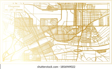 Cheyenne USA City Map in Retro Style in Golden Color. Outline Map. Vector Illustration.