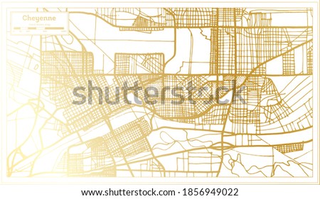 Cheyenne USA City Map in Retro Style in Golden Color. Outline Map. Vector Illustration.