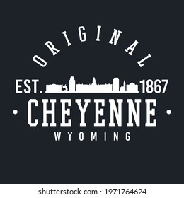 Cheyenne, WY, USA Skyline Original. A Logotype Sports College and University Style. Illustration Design Vector City.