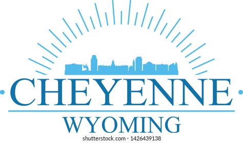 Cheyenne Wyoming. Banner Design. City Skyline. Silhouette Vector. Famous Monuments.