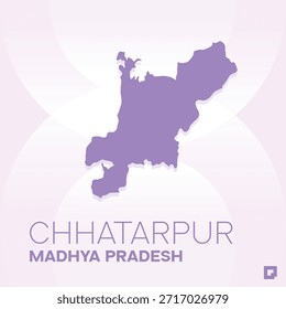 Mapa del distrito de CHHATARPUR, Madhya Pradesh, India - Esquema de Vector editable.