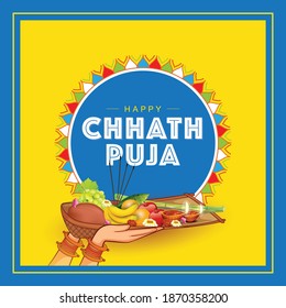 Chhath Puja Unit with tradional graphic illustration