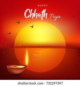 Chhath Puja Vector Illustration design on decorative background.