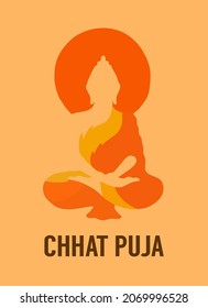 Chhath Puja writing on orange background
