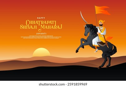 Chhatrapati Shivaji Maharaj Jayanti background with mountain background. vector eps 10