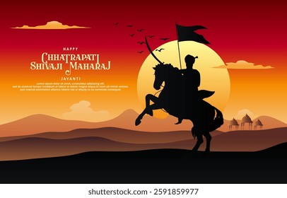 Chhatrapati Shivaji Maharaj Jayanti background with mountain background. vector eps 10