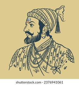 Chhatrapati Shivaji Maharaj vector illustration  founder of the Maratha kingdom of India